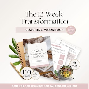 Life Coach Workbook, 12-Week Transformation Client Template for Coaching Programs, Goal Setting, Habit Tracking & Personal Growth Worksheets