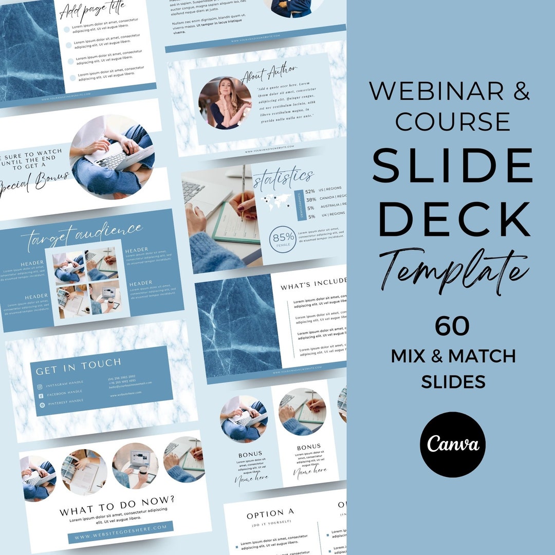 inar Slide Deck Canva Template, Pitch Deck Template, Course Slide Deck, Marketing Pitch Deck