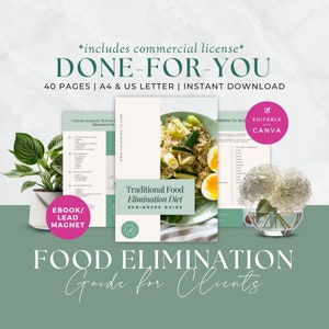 Health Coach Lead Magnet, Nutrition Coaching Ebook, Food Elimination Diet Guide for Clients, Done For You, Course Resources, Handout, Canva