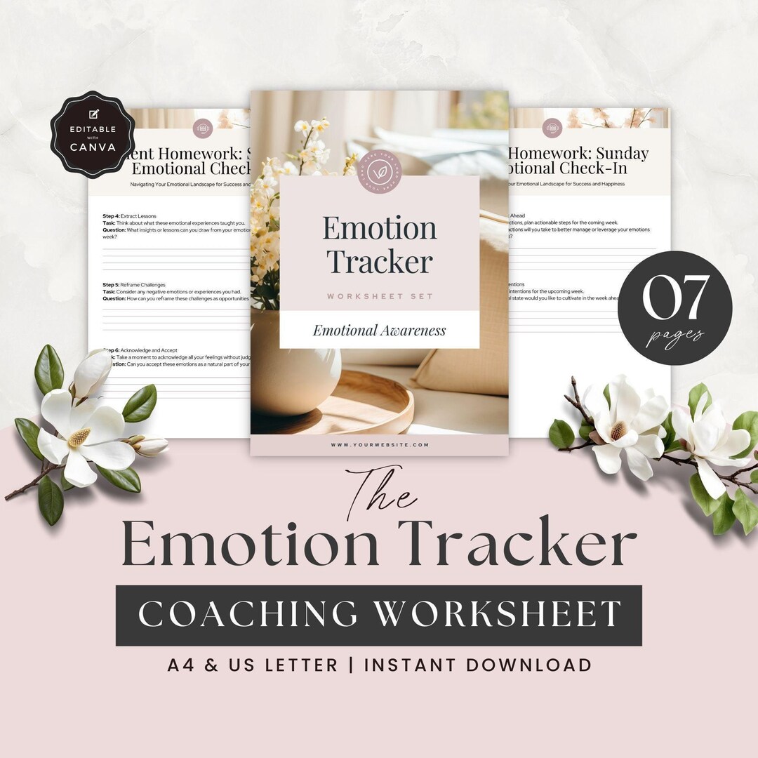 Emotion Tracker Coaching Worksheet Template, Life Coach Workbook ...