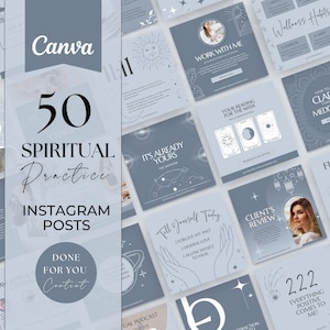Spiritual Instagram Templates For Coaches, Celestial, Manifestation, Law of Attraction, Mindfulness, Witch, Tarot Card, Social Media, Canva