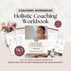 Ganzheitliche Coaching Arbeitsbuch Canva Vorlage, Arbeitsblätter für Kundensitzungen für Coaches, Wellness-Tools, Handbuch für persönliches Wachstum, Bleimagnet PDF