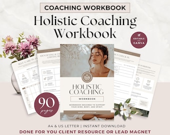 Holistic Coaching Workbook Canva Template, Client Session Worksheets for Coaches, Wellness Tools, Personal Growth Guide, Lead Magnet PDF