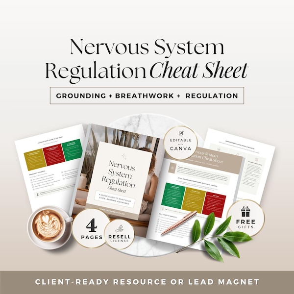 Nervensystem Regulation Spickzettel | Polyvagal Anleitung | Erdungs-, Atem- und Zustandsveränderungs-Tools für Somatische und Wellness Coaches