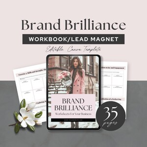 Brand Brilliance Workbook for Business Coaches, Bloggers & Digital Marketers, Branding Worksheets, Done For You Lead Magnet, Canva Template