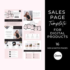 Sales Page Template Canva, Canva Digital Product Sales Page, Digital Products Template, Ebook Template Business Coaching Canva , PLUXE