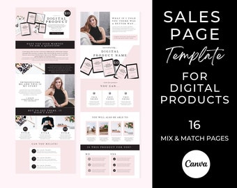 Sales Page Template Canva, Canva Digital Product Sales Page, Digital Products Template, Ebook Template Business Coaching Canva , PLUXE