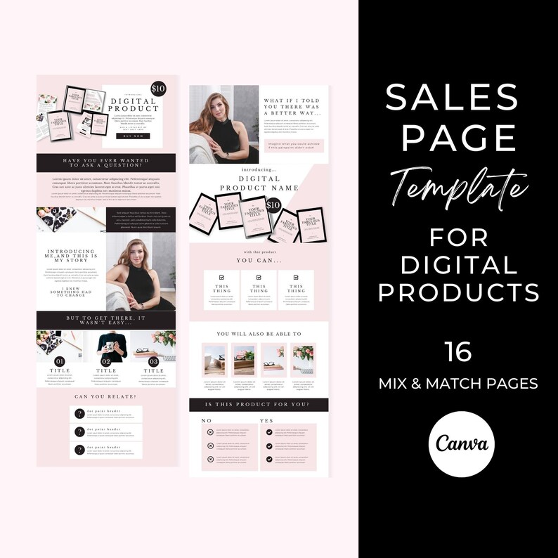 Sales Page Template Canva Canva Digital Product Sales Page Etsy