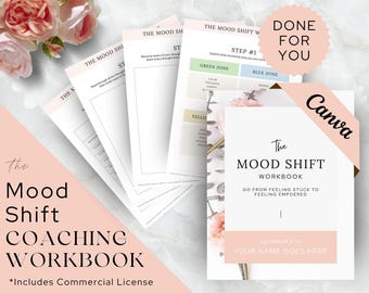 Coaching Worksheet Canva Template, Done For You Workbook, Life Coach, Business Coaching, Career, Mindset,  Personal Development, Mood Shift