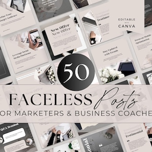 Faceless Social Media Posts for Digital Marketers and Business Coaches, Done For You Content, Luxury Aesthetic, Instagram Account, Canva image 1