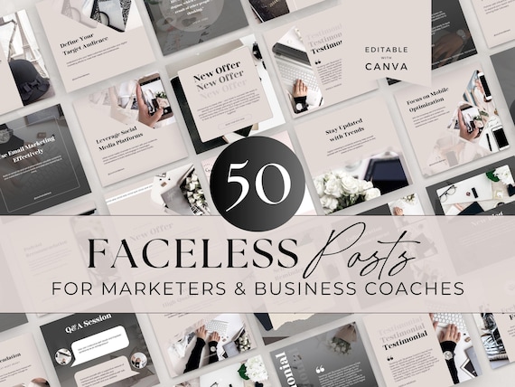 Faceless Social Media Posts for Digital Marketers and Business Coaches, Done For You Content, Luxury Aesthetic, Instagram Account, Canva