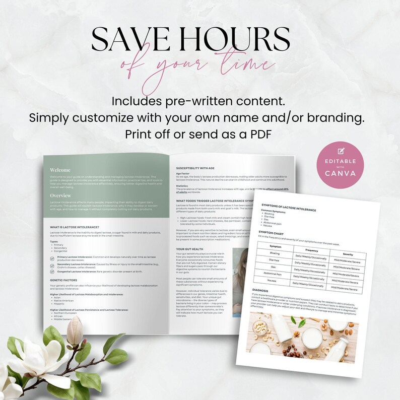 Managing Lactose Intolerance Guide Canva Template | Editable Health Coach Resource | Nutritionist Lead Magnet | Client Wellness Workbook image 5