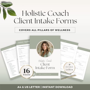 Holistic Coaching Intake Form Canva Template Wellness Client Questionnaire Health Coach Onboarding Editable Consent Form Contract Agreement