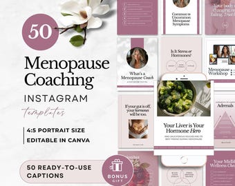 Menopause Instagram Templates, Hormone Health Coach Instagram Feed Content, Editable Canva Social Media Posts for Women's Wellness Practice