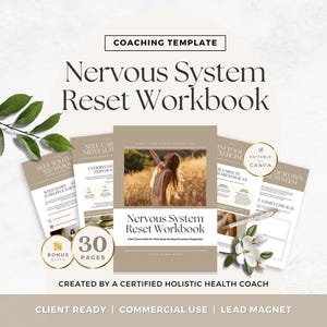Nervous System Reset Workbook: Self-Care Toolkit for Mind-Body Healing, Emotional Regulation, Somatic & Holistic Coach Resource, Canva