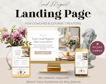Lead Magnet Landing Page for Coaches and Course Creator, Done For You Lead Generation Template, Sales Funnel Page, Email List Builder, Canva