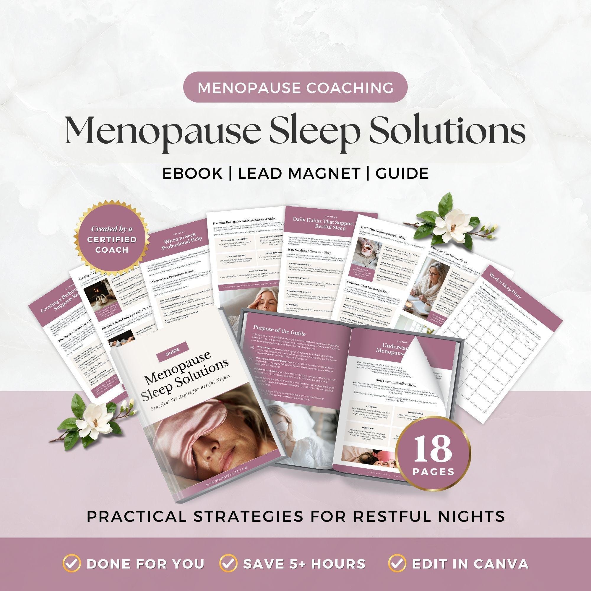 Menopause Sleep Guide Canva Template, Perimenopause Wellness Handout ...