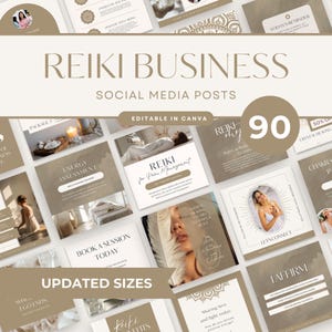 レイキビジネスInstagramテンプレート：レイキプラクティショナー、エネルギーヒーラー、スピリチュアルコーチ、チャクラのためのソーシャルメディア投稿90選