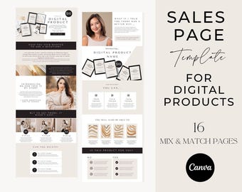 Modèle de page de vente Canva, page de vente de produits numériques Canva, modèle de produits numériques, modèle d'ebook Business Coaching Canva, NTRL