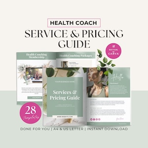 Health Coaching Services & Pricing Guide, Editable Nutrition Coach Onboarding Template, New Client Welcome Packet, Wellness Business, Canva