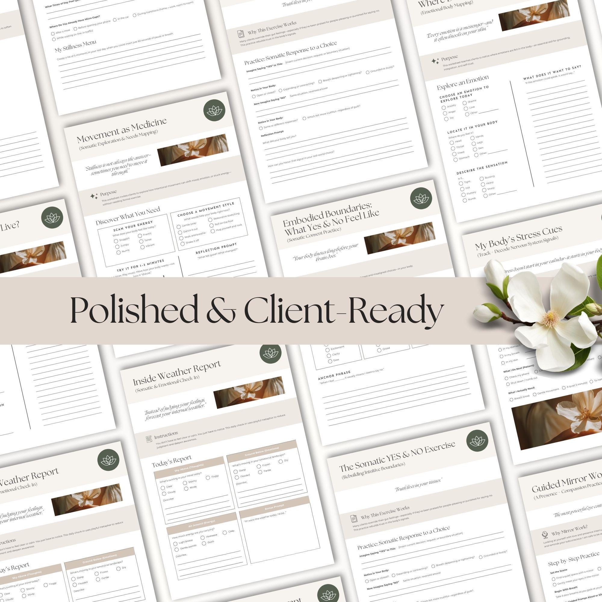 Somatic Worksheets Canva Template for Wellness Coaches & Practitioners ...