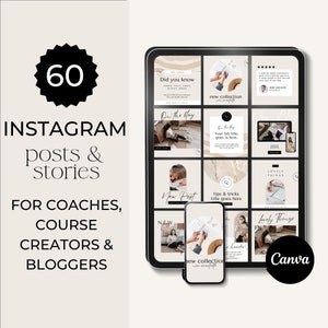 Coaching Instagram Templates and Stories, Instagram Template Canva Neutral, Instagram Post Neutral, Coaching Business, Blogger, Beige, NRTL