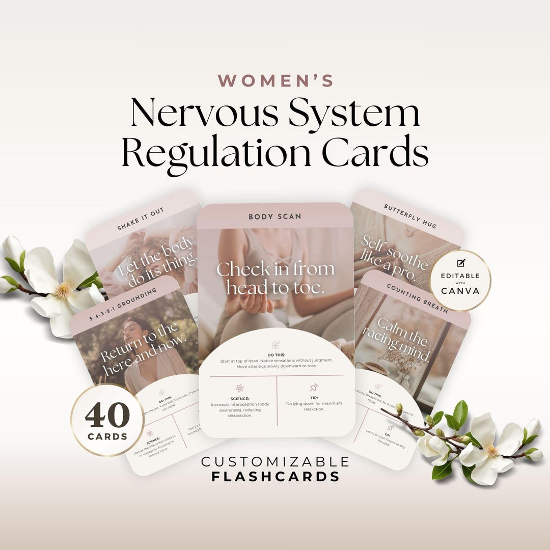 Nervous System Regulation Flashcards Canva Template for Women ...