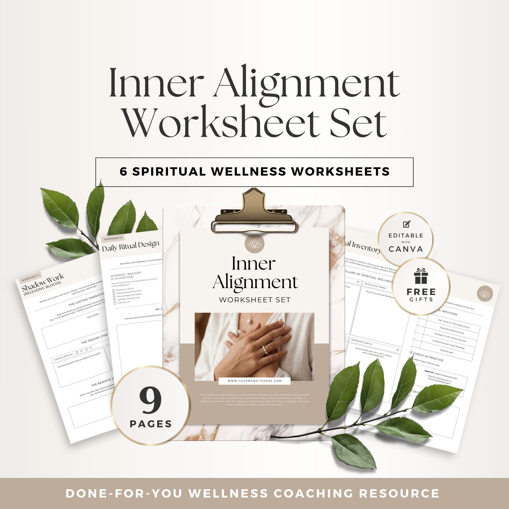 Vision Exercise Worksheet Spiritual Wellness Worksheets Canva Template for Holistic & Life ...