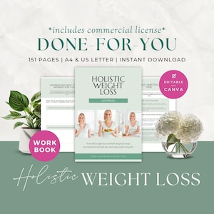 Gesundheitscoaching-Programmvorlage, Ernährungscoach, Ernährungswissenschaftler, Ganzheitliches Abnehm-Journal, Für Sie Workbook, Canva, Bearbeitbar, Mint