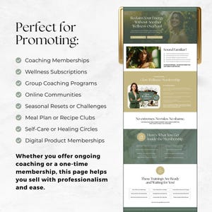 Canva Mitgliedsverkaufsseite Vorlage für Gesundheits- & Wellnesscoaches: Startgruppenprogramm, digitales Angebot oder Online-Coaching-Abonnement Bild 5