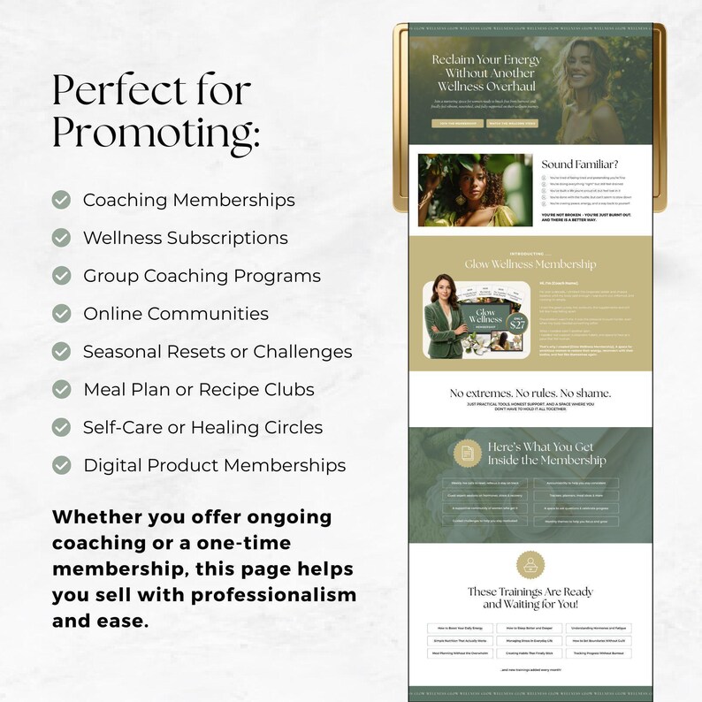 Canva Mitgliedsverkaufsseite Vorlage für Gesundheits- & Wellnesscoaches: Startgruppenprogramm, digitales Angebot oder Online-Coaching-Abonnement Bild 5