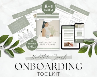 Holistic Coach Klient Onboarding Bundle Canva Template, Intake Forms, Willkommenspaket, Service Vereinbarung, Preisleitfaden, Gesundheitscoaching Kit