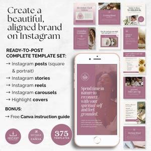 Holistic Health Instagram Bundle, Editable Posts Stories Reels Carousels Highlights Quotes, Holistic Coach Social Media, Wellness Branding image 2