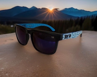 New Spy+ Helm Sunglasses Black Frame Blue Aqua  Ken Block 43 Racing Hoonigan Mens Womens UV400 Blue Mirror Lense