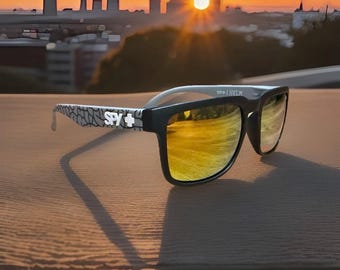 New Spy+ Helm Sunglasses Black Gray Alligator Skin Ken Block 43 Racing Hoonigan Mens Womens UV400 Orange Mirror Lense
