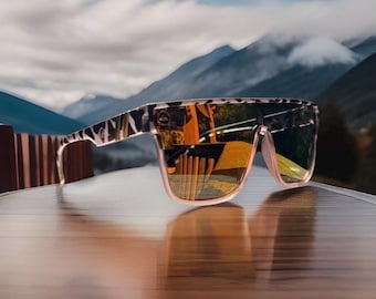 New Quiksilver Sunglasses Rose Gold Leopard UV400 Mirror Lense Mens Womens Blenders Style Pink