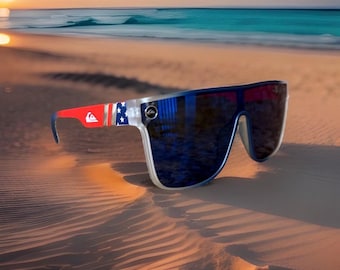 Neue Quiksilver Sonnenbrille Rot, Weiß & Blau UV400 Spiegellinsen Herren Damen Blenders Style USA Flagge