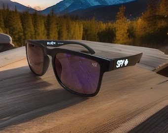 New Spy+ Helm Sunglasses Black Frame Ken Block 43 Racing Hoonigan Mens Womens UV400 Blue Mirror Lense