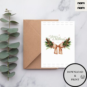 Merry Christmas card, Minimal Christmas card, Printable Greeting card, Festive Christmas, Featuring Print 8.5in by 11in-Cut to 4in by 6in