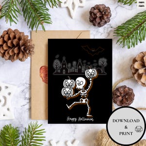 Carte d'Halloween numérique Carte d'Halloween imprimable Carte d'Halloween amusante à imprimer Carte de citrouille Carte de vœux d'Halloween