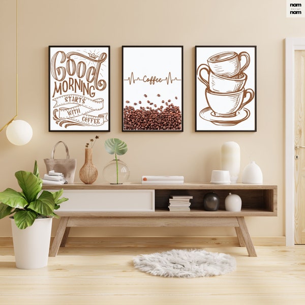 Coffee Gallery Wall Set of 3 Prints Coffee Definition Print Abstract Coffee Art Coffee Line Art Coffee Bar Prints Coffee Wall Art
