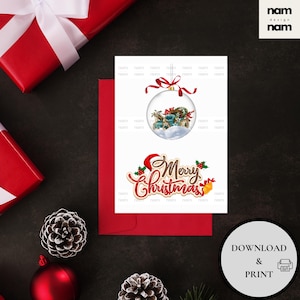Biglietto di auguri di Natale con download digitale Download immediato Bellissimo biglietto di auguri di Natale stampabile con stampa 8,5 x 11 pollici - Tagliato a 4 x 6 pollici