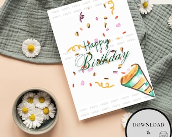 Confetti Birthday Card Printable | Festive Celebration (Digital Download)