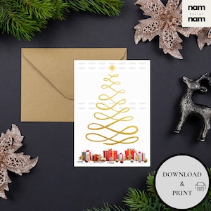 Biglietto di auguri di Natale con download digitale Download immediato Bellissimo biglietto di auguri di Natale stampabile con stampa 8,5 x 11 pollici - Tagliato a 4 x 6 pollici
