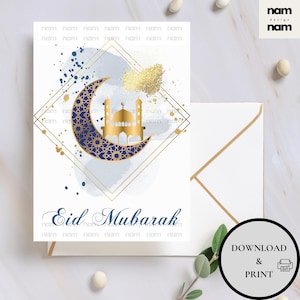 Modern Eid Mubarak Card Gift Tag Gifting Eid Gift Aesthetic Printable Digital Download 4x6 Eid Wish Card