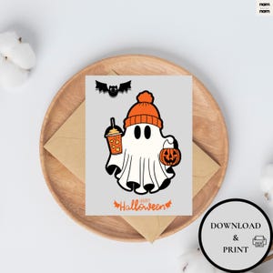 Carte d'Halloween numérique Carte d'Halloween imprimable Carte d'Halloween amusante Carte de citrouille Carte de vœux d'Halloween