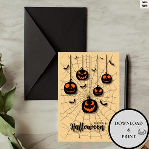Carte d'Halloween numérique Carte d'Halloween imprimable Carte d'Halloween amusante Carte de citrouille Carte de vœux d'Halloween