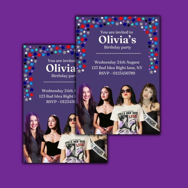 Olivia Rodrigo birthday invitation template