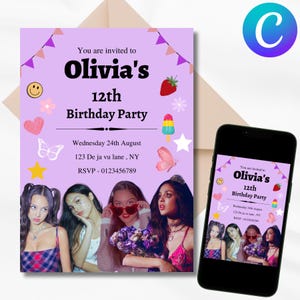 Pop Star Birthday Invitation: Editable Concert Ticket Template (Digital Download A6 105x148mm)