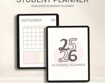 Digital Student Planner 2025–2026 | 190-Page Pastel Academic Organizer | PDF Monthly, Weekly, Goals & Habit Tracker |  Life planner | budget
